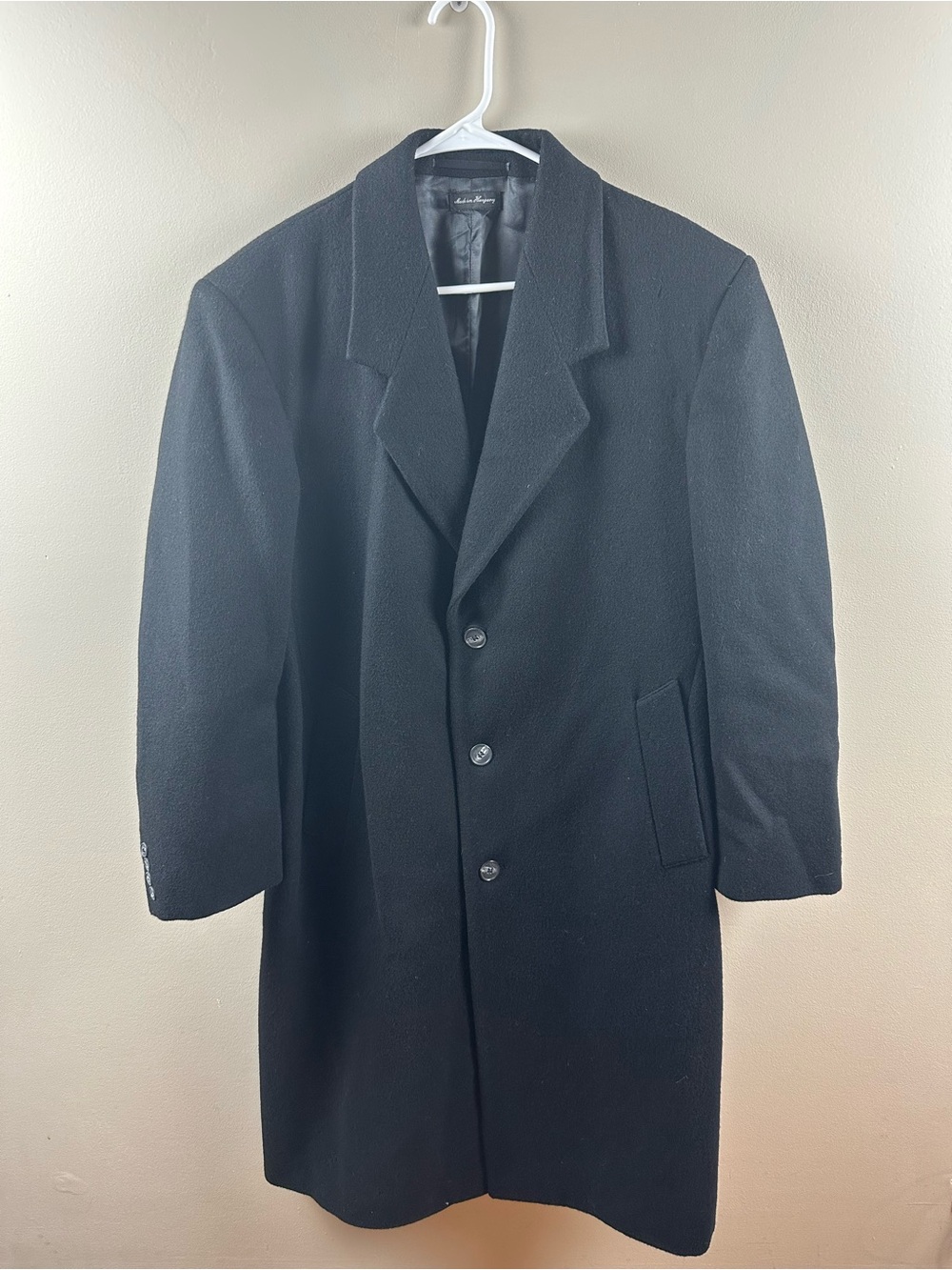 Stafford Black Men's Pea Coat with Notched Lapel